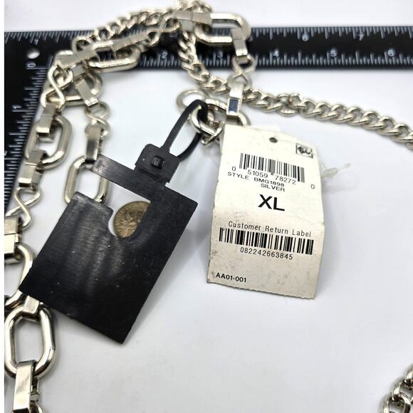 I.N.C. International Collection Chain Belt Women XL Geo Link Silver Tone Stateme - Picture 5 of 6